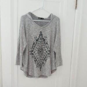 women large loose fit top lightweight gray with hood